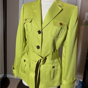 Tahari Lime Belted Blazer